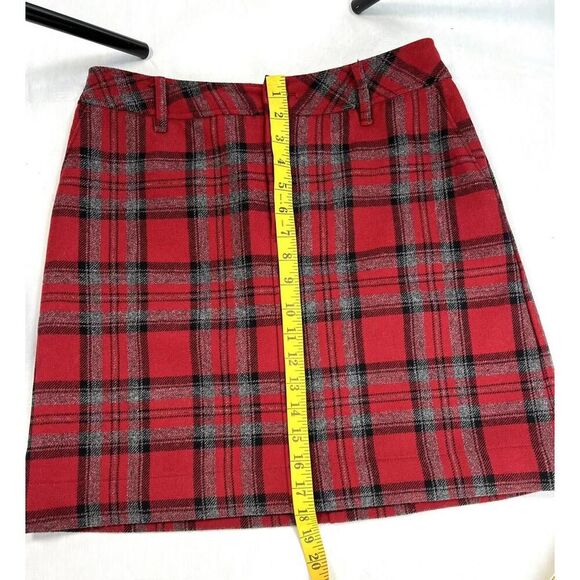 Vintage Eddie Bauer Women’s Y2K 100% Wool Skirt Size 4 Red Plaid Lined Mini - Picture 7 of 9